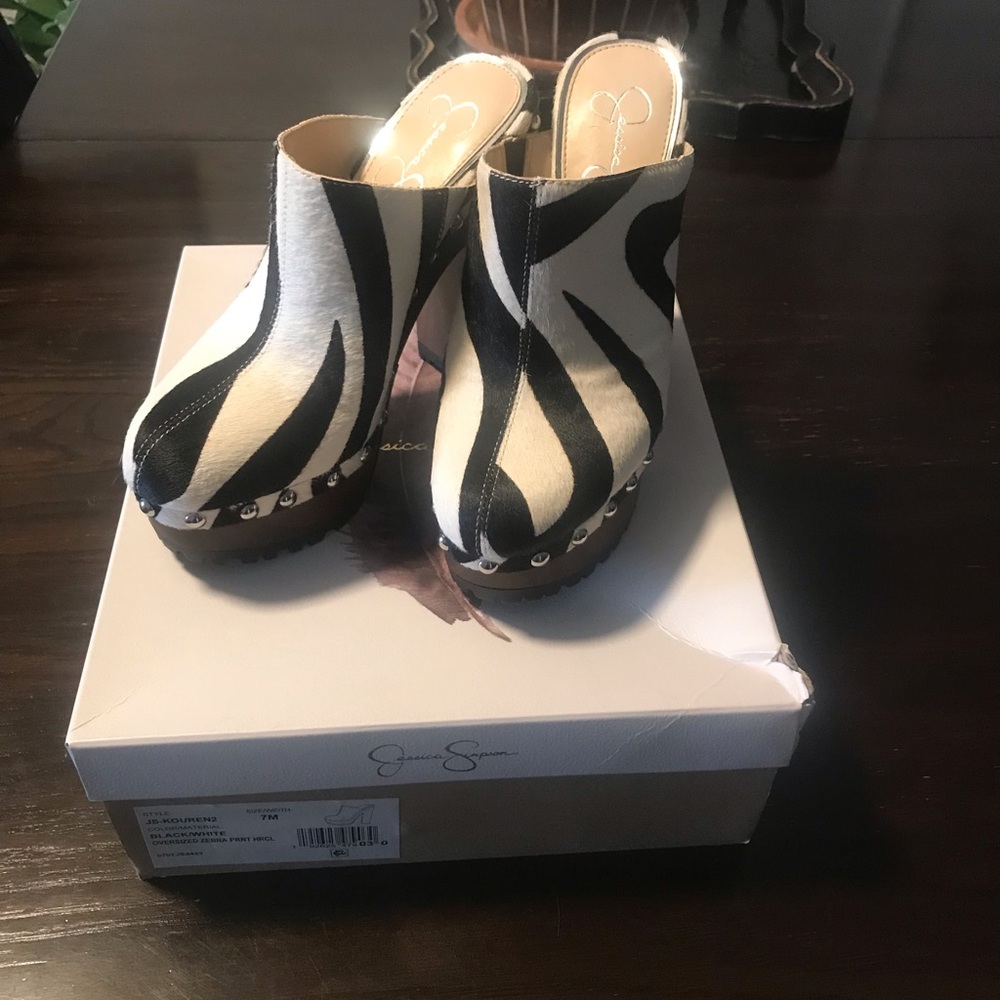Jessica Simpson Zebra Print Mules